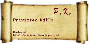 Priviczer Kán névjegykártya